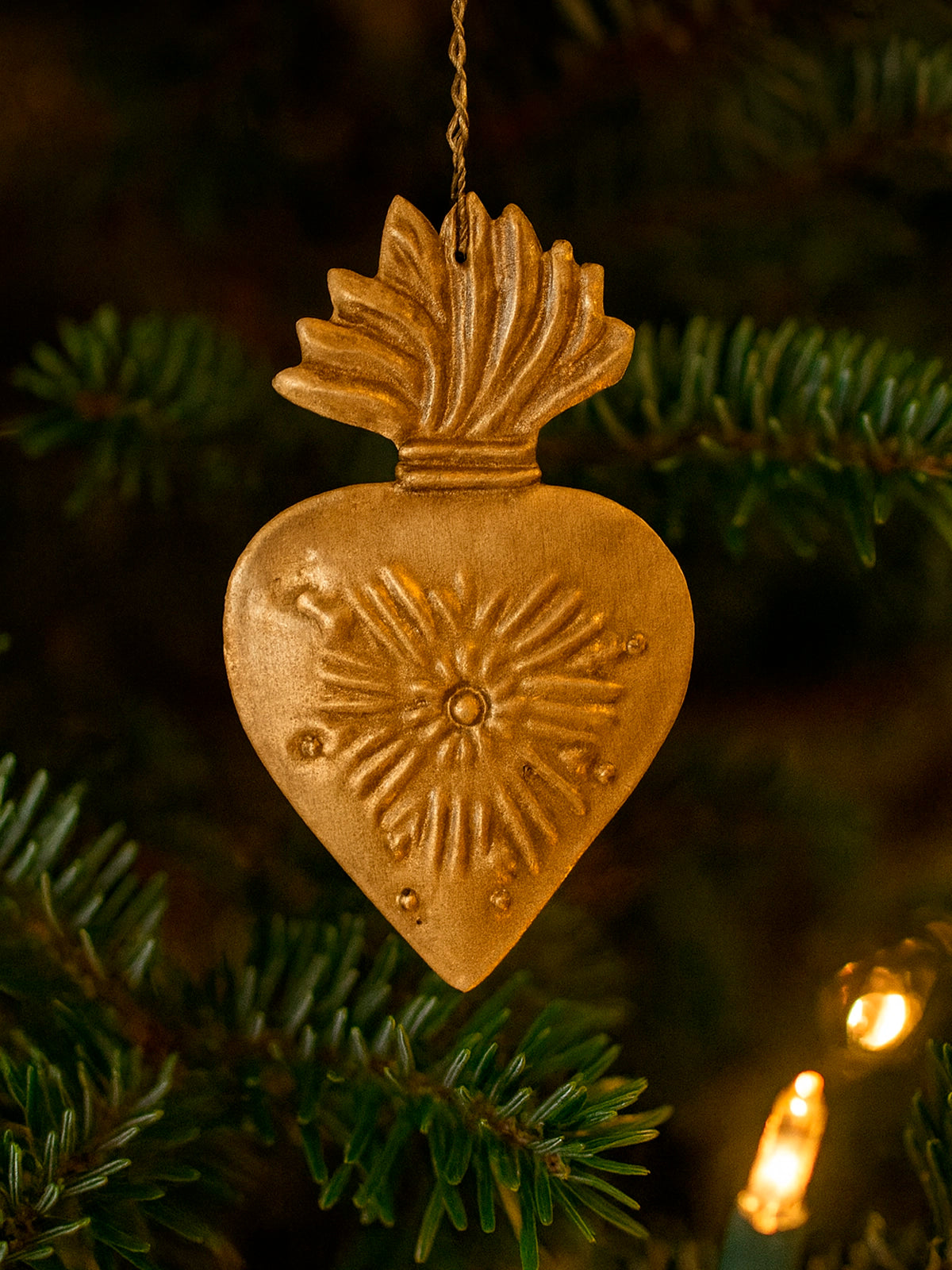 Colgante corazón Exvoto dorado estilo vintage