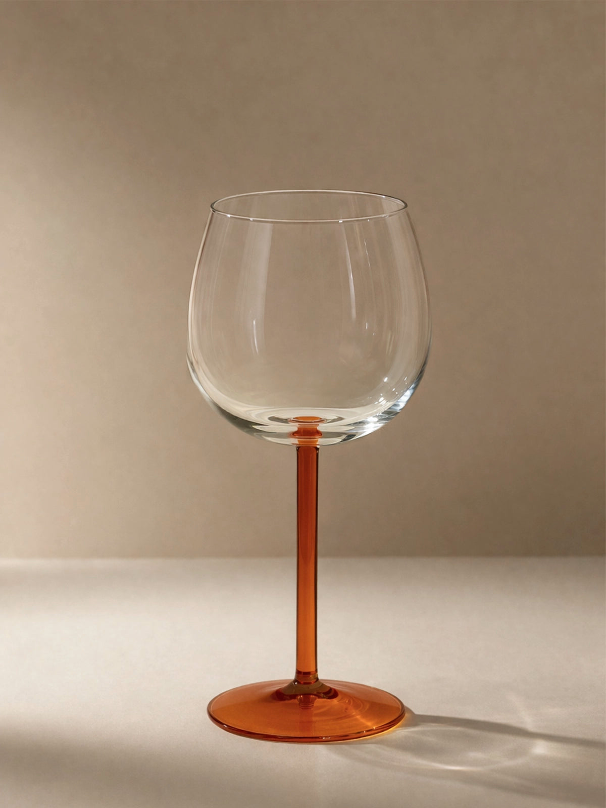 Copa de Cristal Transparente con Pie Naranja Vintage