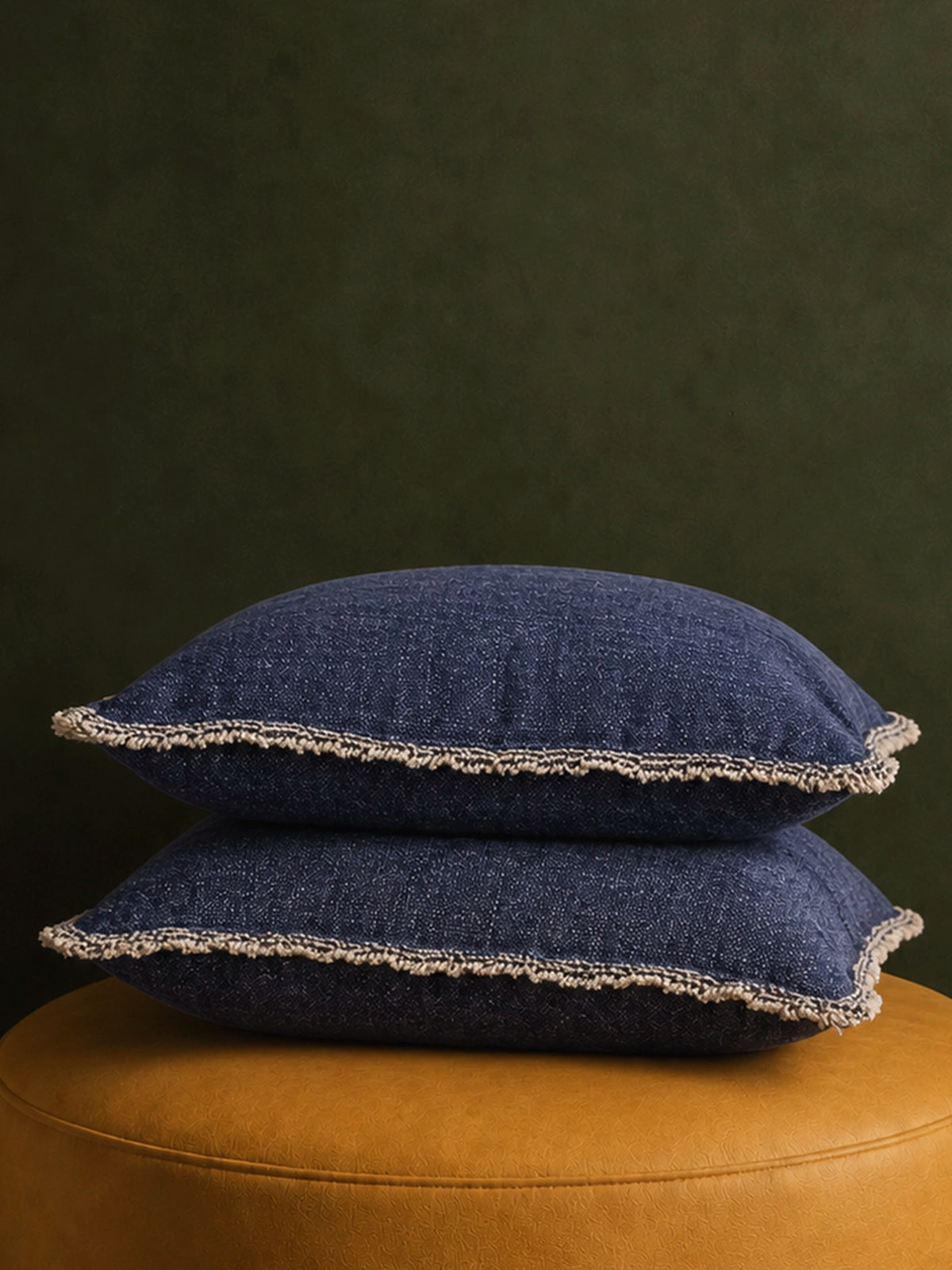 Funda de cojín de algodón Índigo azul 45 × 45 cm