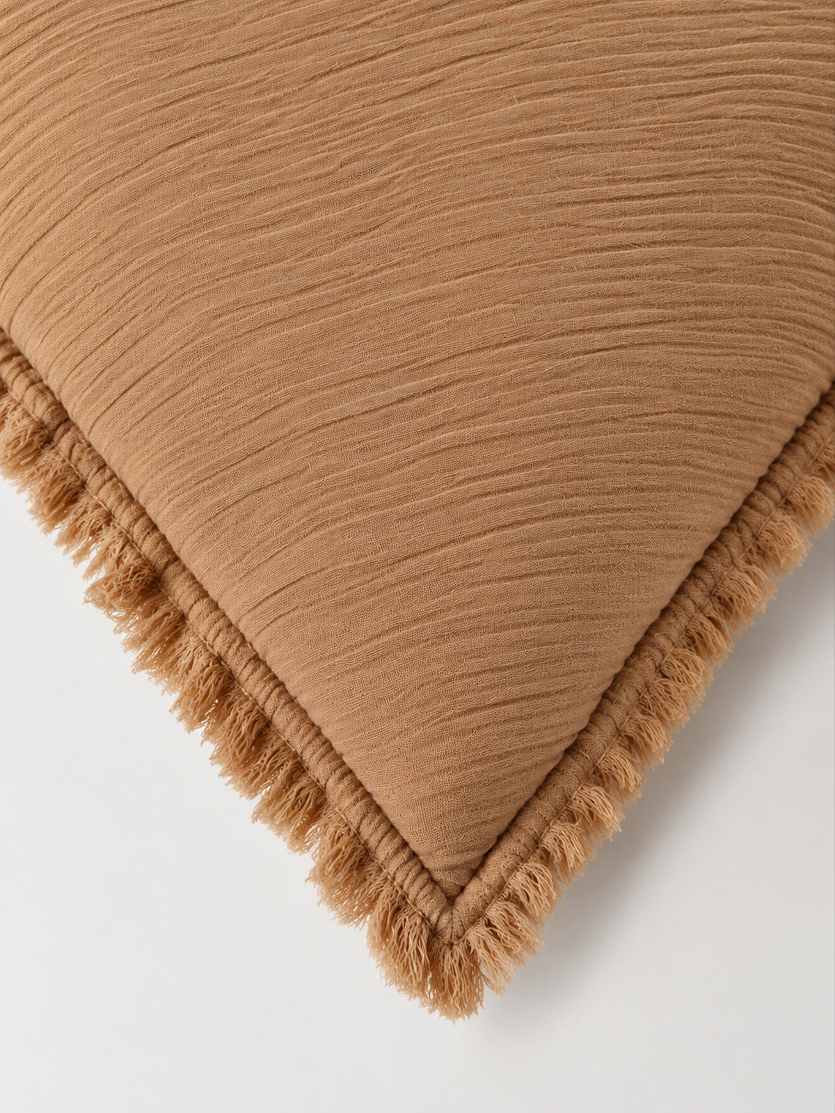 Funda de Cojín de Bambula con Flecos 40x60 cm – Blanco o Beige