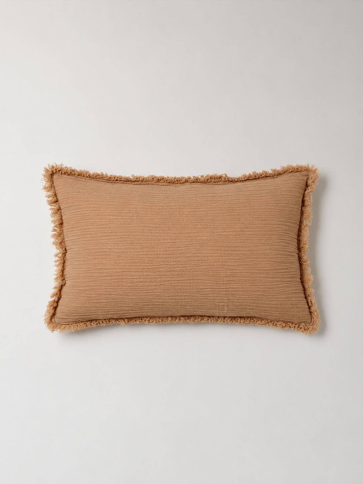 Funda de Cojín de Bambula con Flecos 40x60 cm – Blanco o Beige