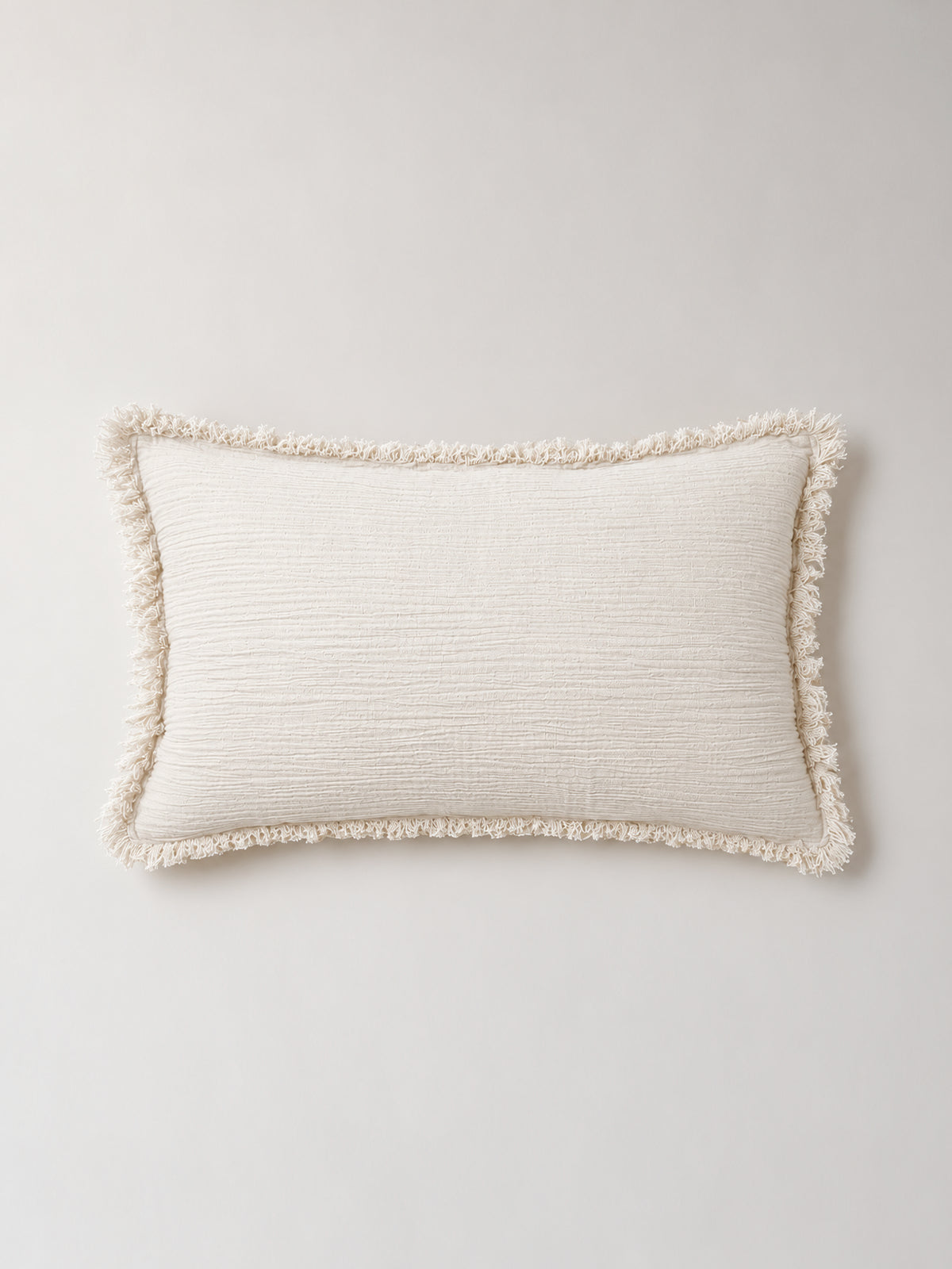 Funda de Cojín de Bambula con Flecos 40x60 cm – Blanco o Beige
