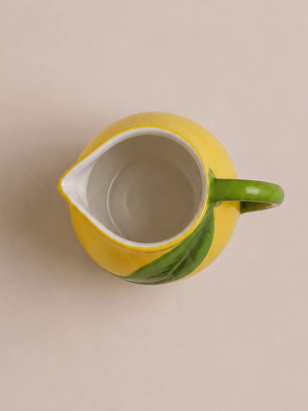 Jarra decorativa de gres diseño limón amarillo con asa