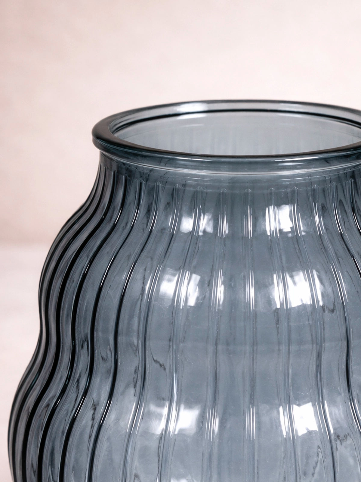 Jarrón Fiorella de Vidrio Reciclado | Portavelas Decorativo de vidrio estilo Mediterráneo azul petróleo