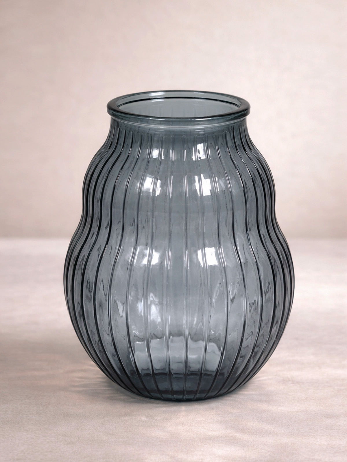 Jarrón Fiorella de Vidrio Reciclado | Portavelas Decorativo de vidrio estilo Mediterráneo azul petróleo