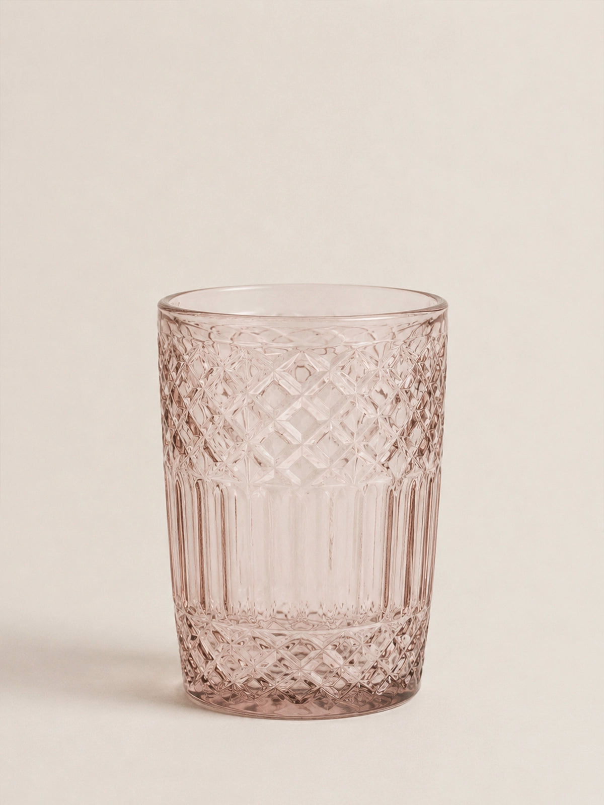 Juego de 6 Vasos Vintage de Cristal Malva con Relieve 8x13cm