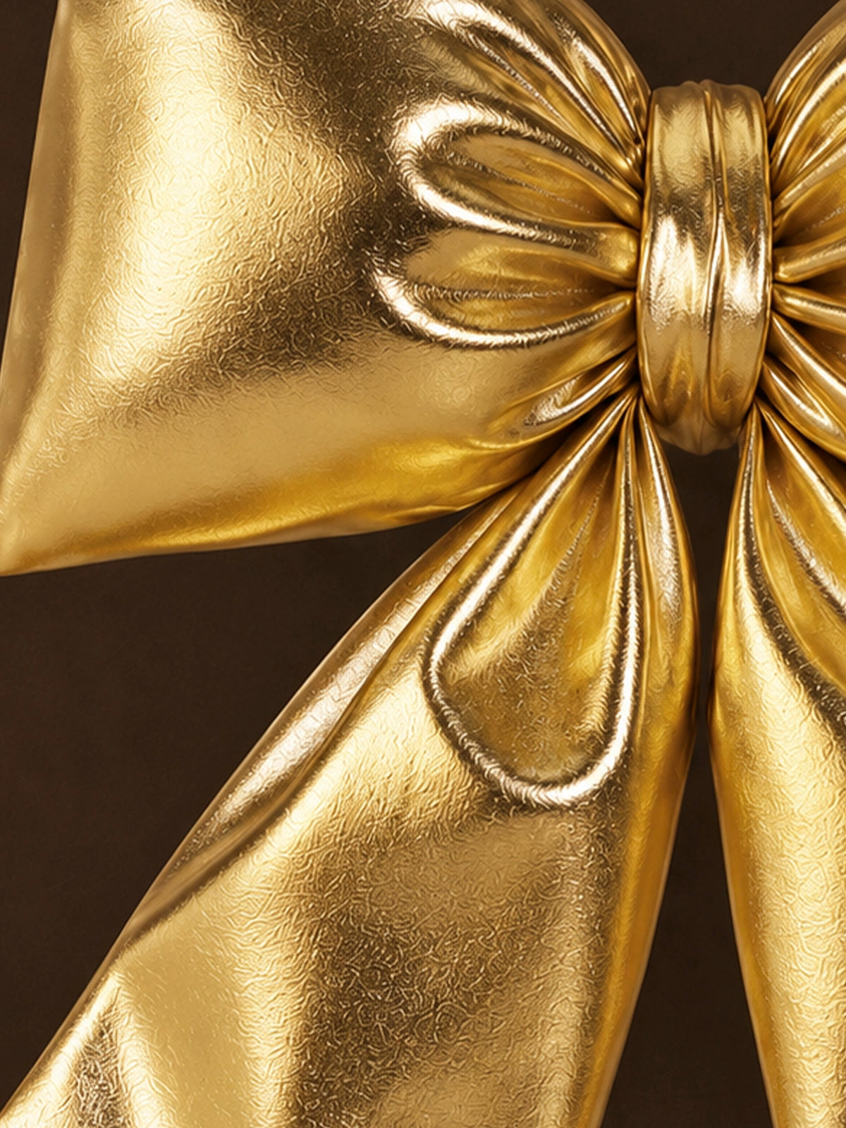 Lazo Navideño Colgante Acolchado de Poliéster Dorado – 20 cm