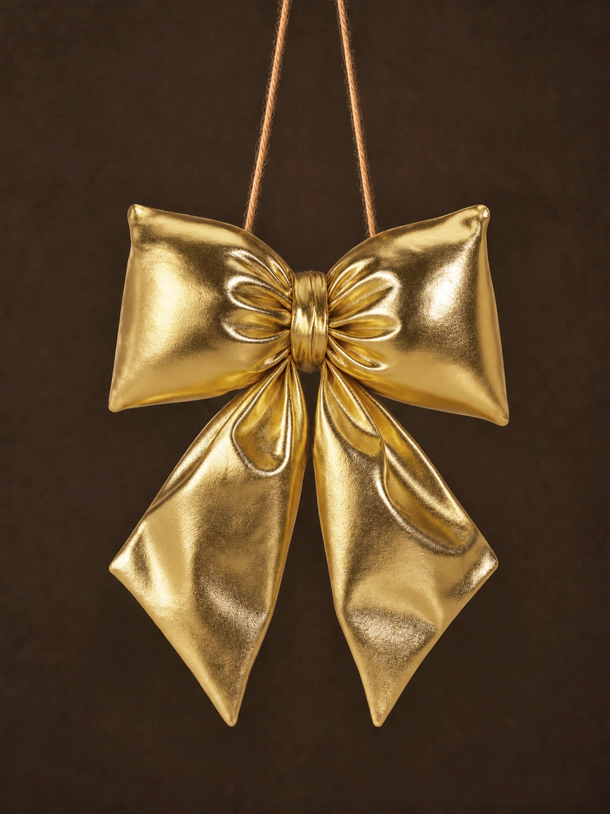 Lazo Navideño Colgante Acolchado de Poliéster Dorado – 20 cm