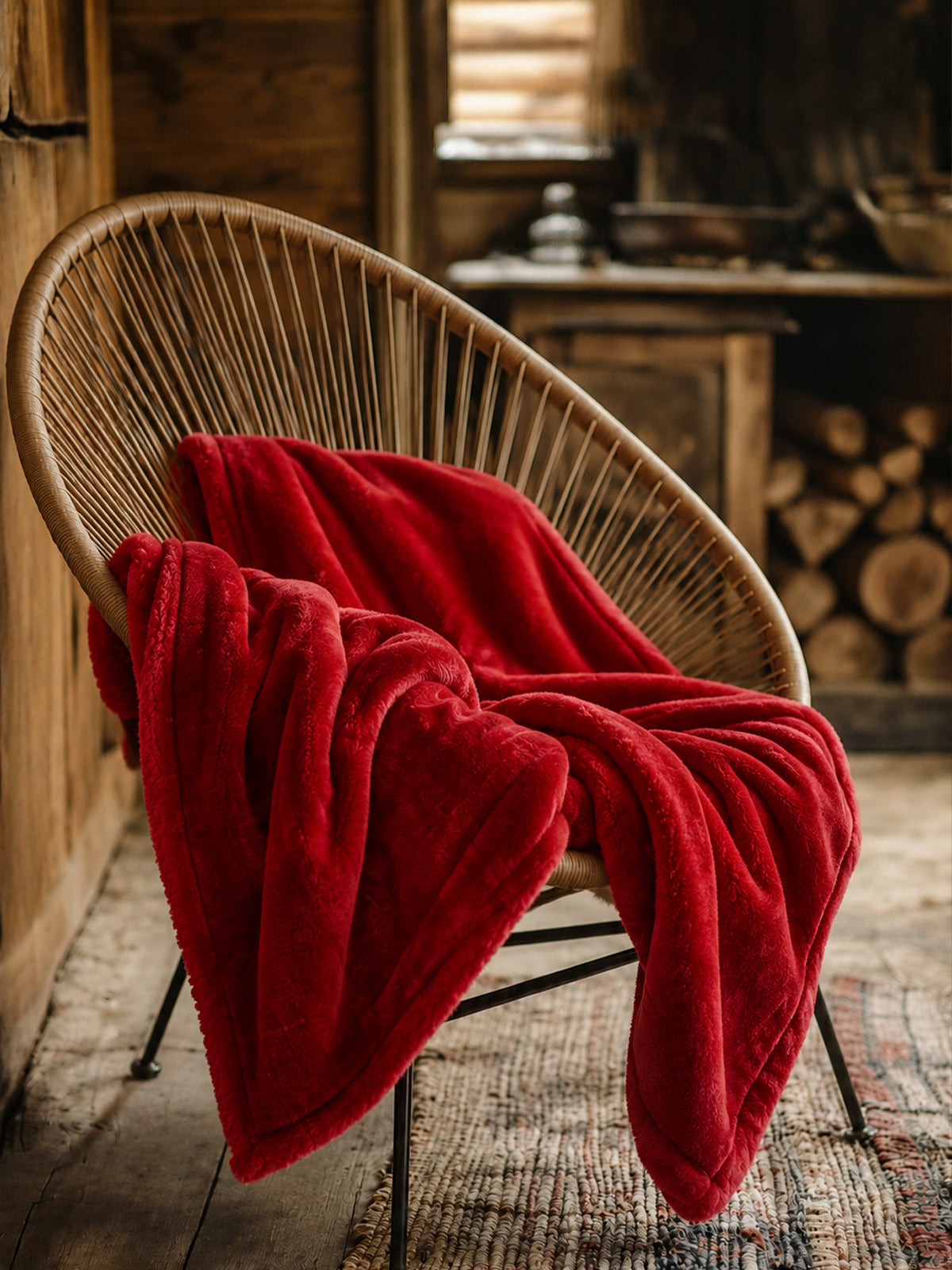 Manta Plaid Roja de Poliéster Suave – 130 × 180 cm