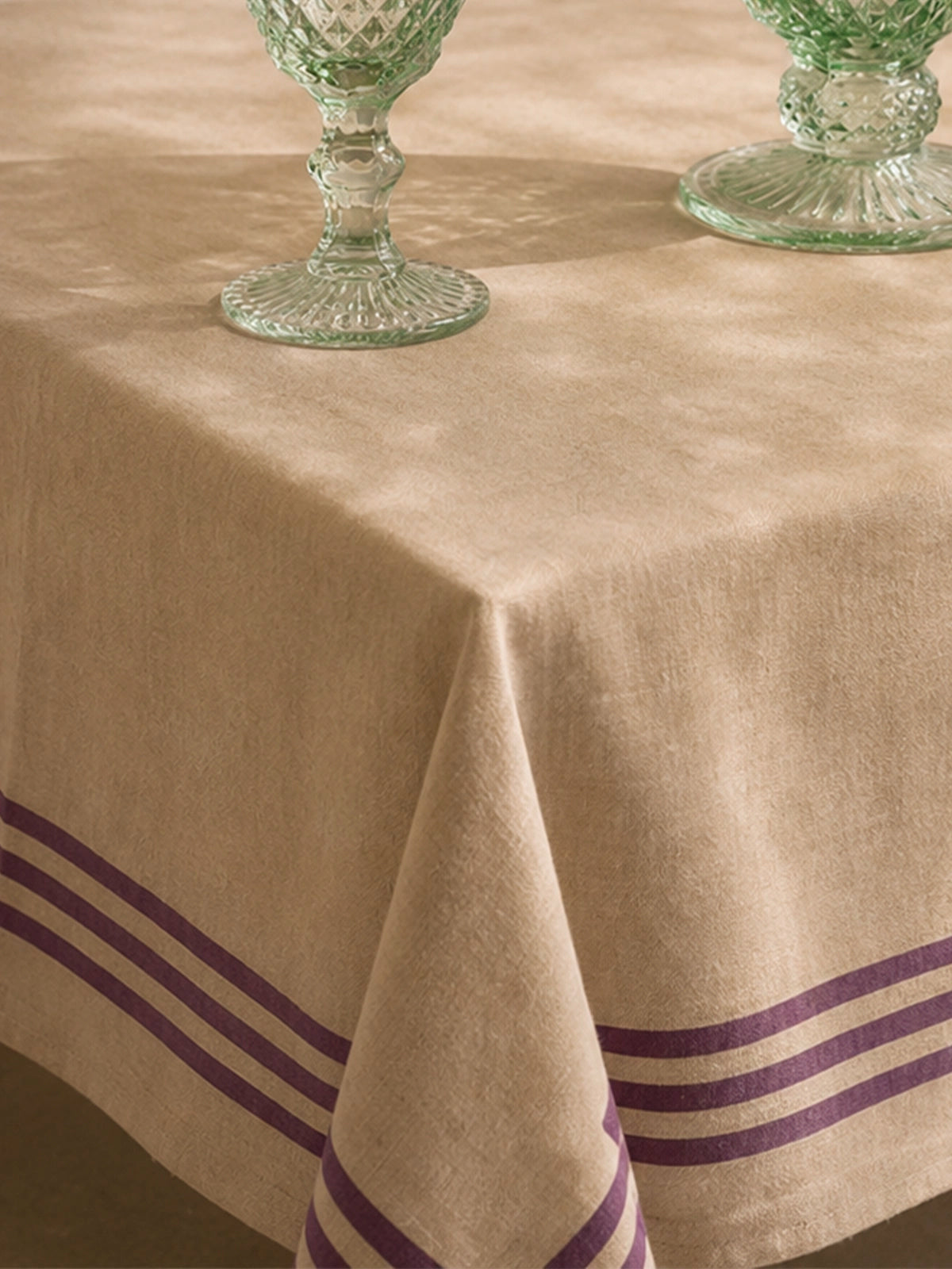 Mantel de Yute y Algodón Bruna – Natural y Granate 140 × 240 cm