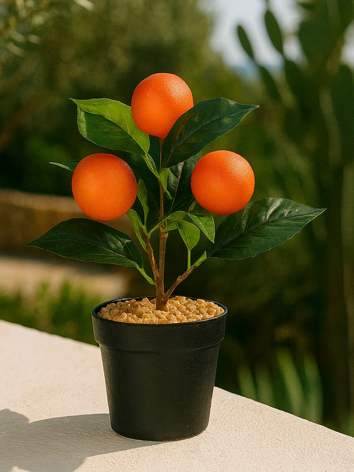 Mini plantas artificiales limón y naranja — decoración mediterránea