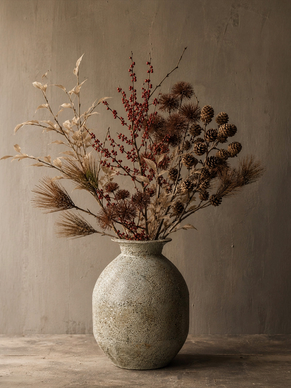 Rama Decorativa de Púas Otoñales Color Tierra – 21 cm