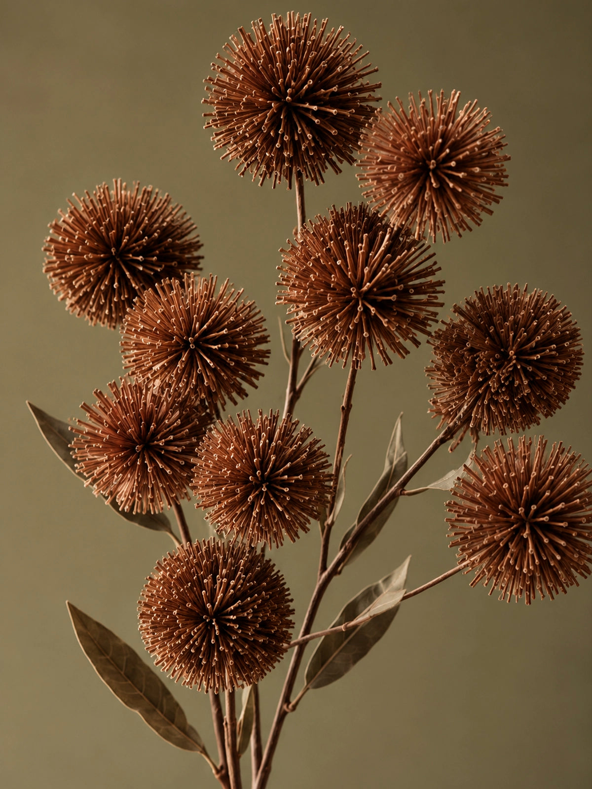 Rama Decorativa de Cardo Mariano Otoñal Marrón – 55 cm