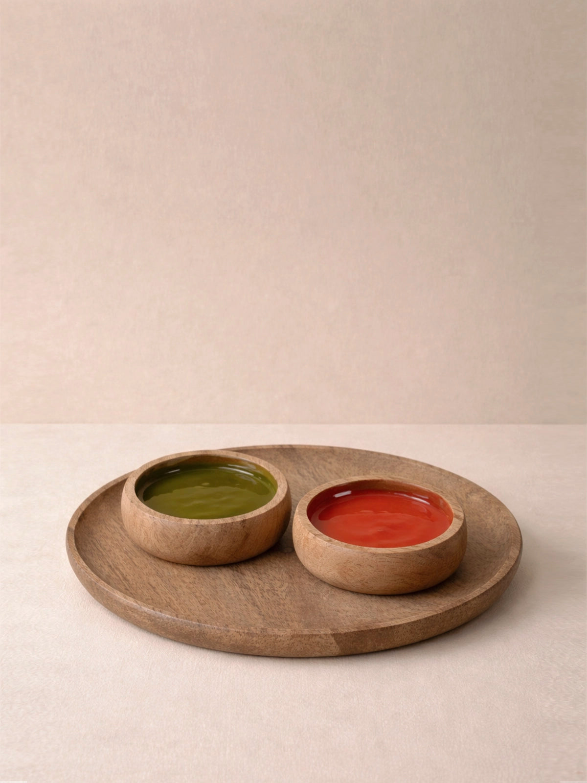 Mini bol Adriana madera de mango en verde oliva y terracota