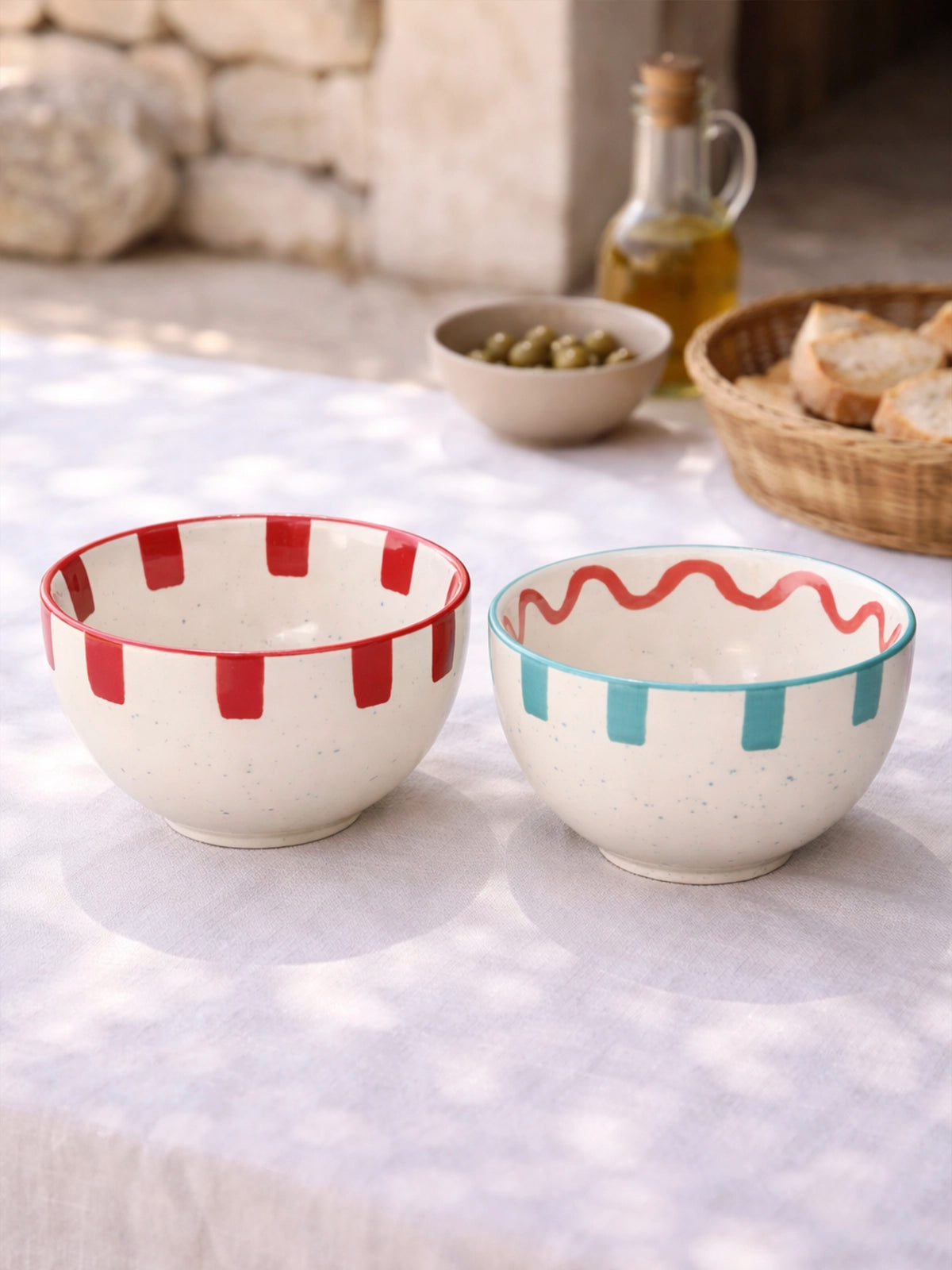 Set de 2 boles de cerámica mediterráneos – 10 x 6 cm