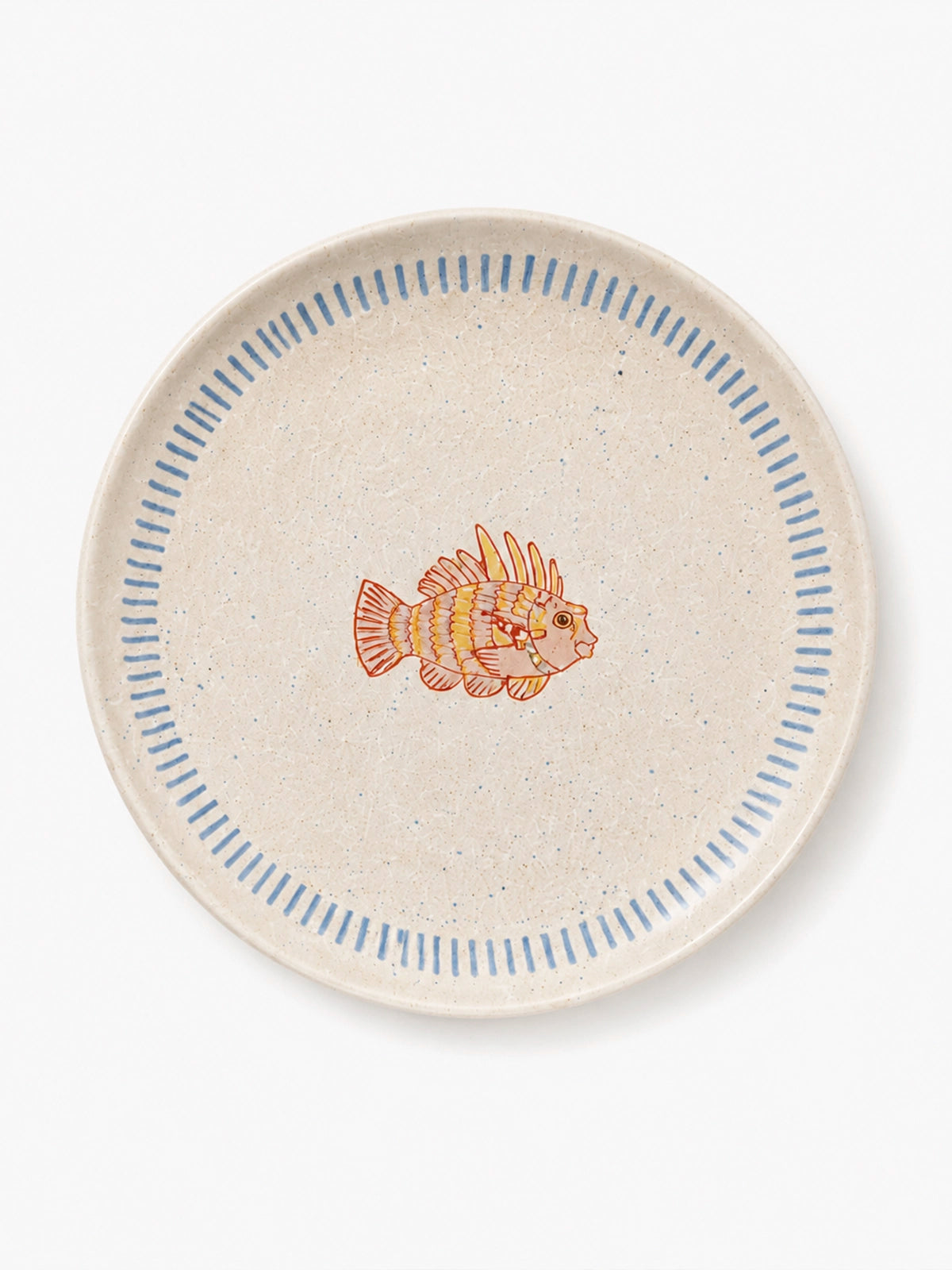 Set de 2 platos de cerámica con estampado de pez – 26,5 cm