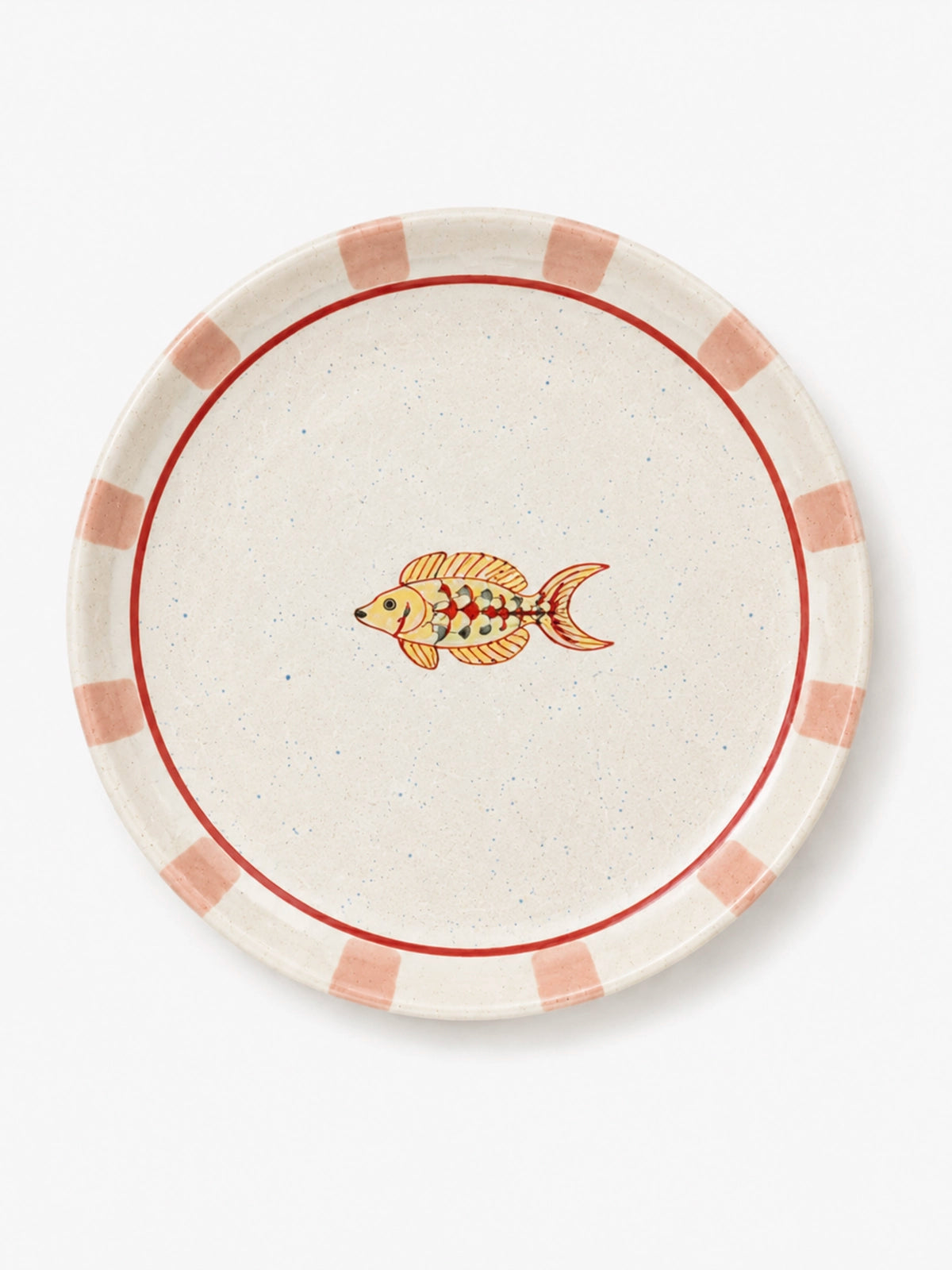 Set de 2 platos de cerámica con estampado de pez – 26,5 cm