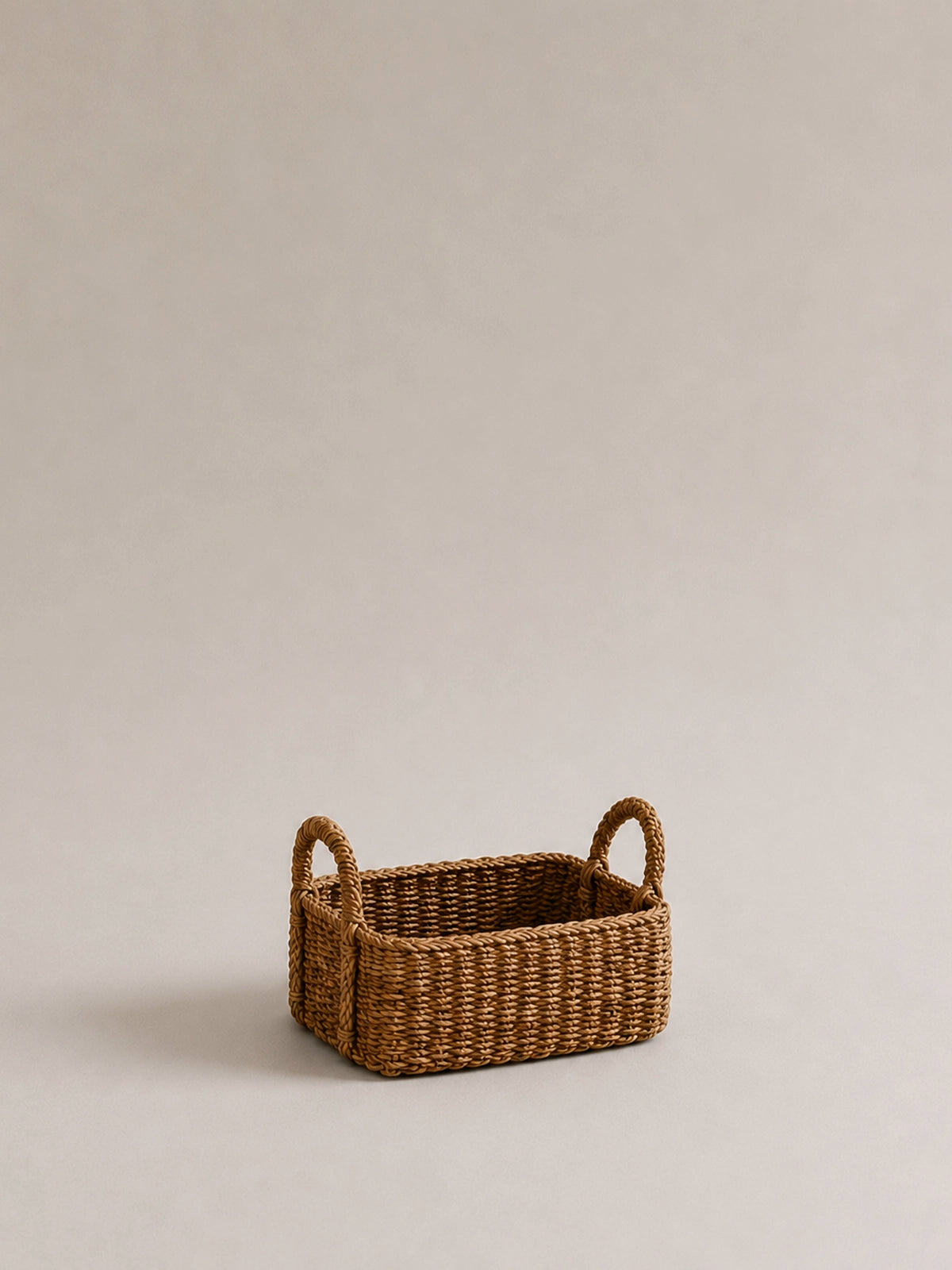 Set de 3 Cestas Rectangulares de Fibra Natural con Asas | Almacenaje Decorativo