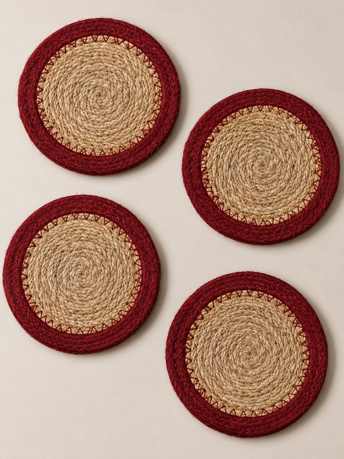 Set de 4 Posavasos de Seagrass Toscana – Burdeos Ø10 cm