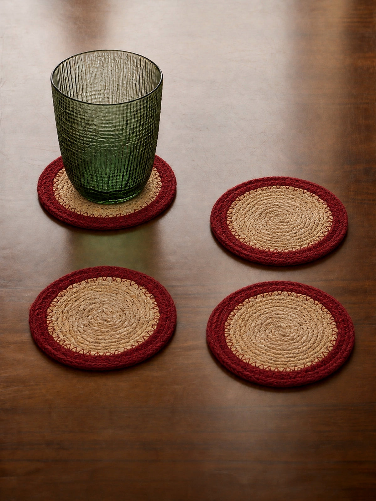 Set de 4 Posavasos de Seagrass Toscana – Burdeos Ø10 cm