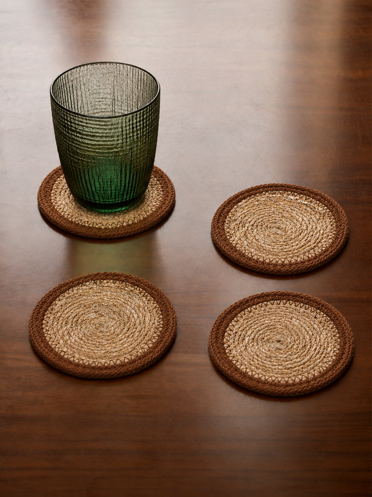 Set de 4 Posavasos de Seagrass Verbier – Marrón y Natural Ø10 cm