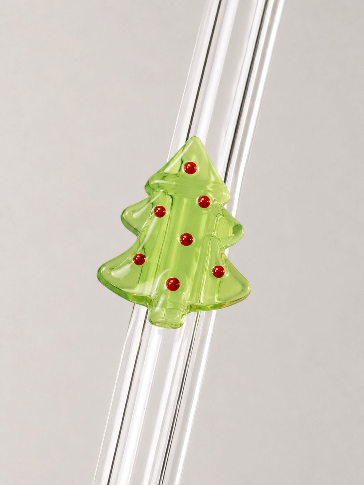 Set de 4 Pajitas de Cristal Navideñas con Figuras y Limpiador – 30 cm