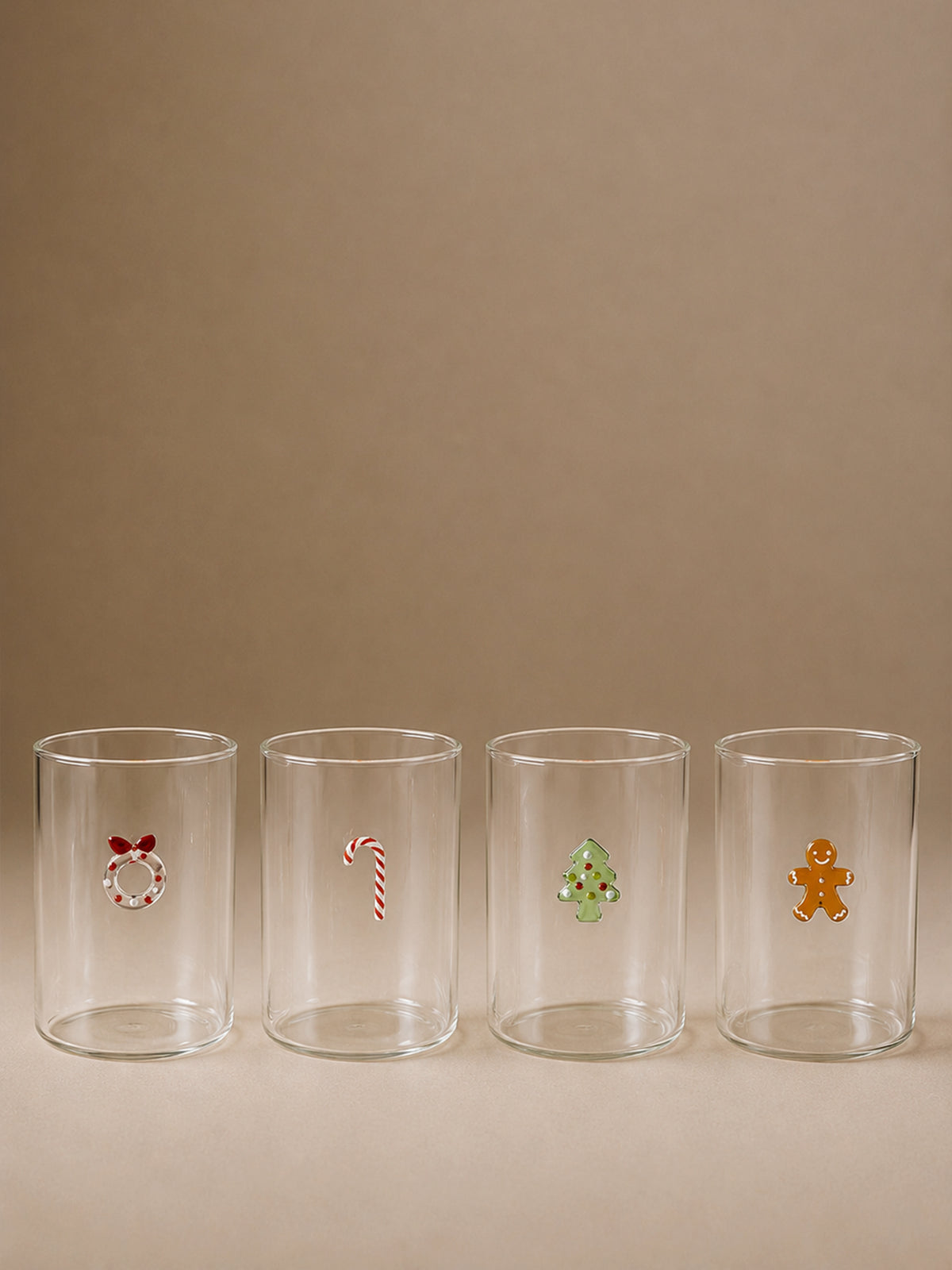 Set de 4 Vasos Navideños de Cristal con Figuras – 400 ml