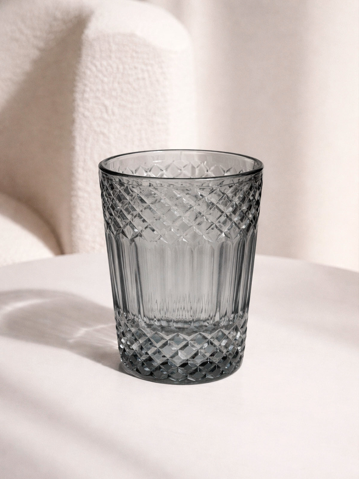 Juego de 6 Vaso Humo Vintage de Cristal con Relieve 8x13cm