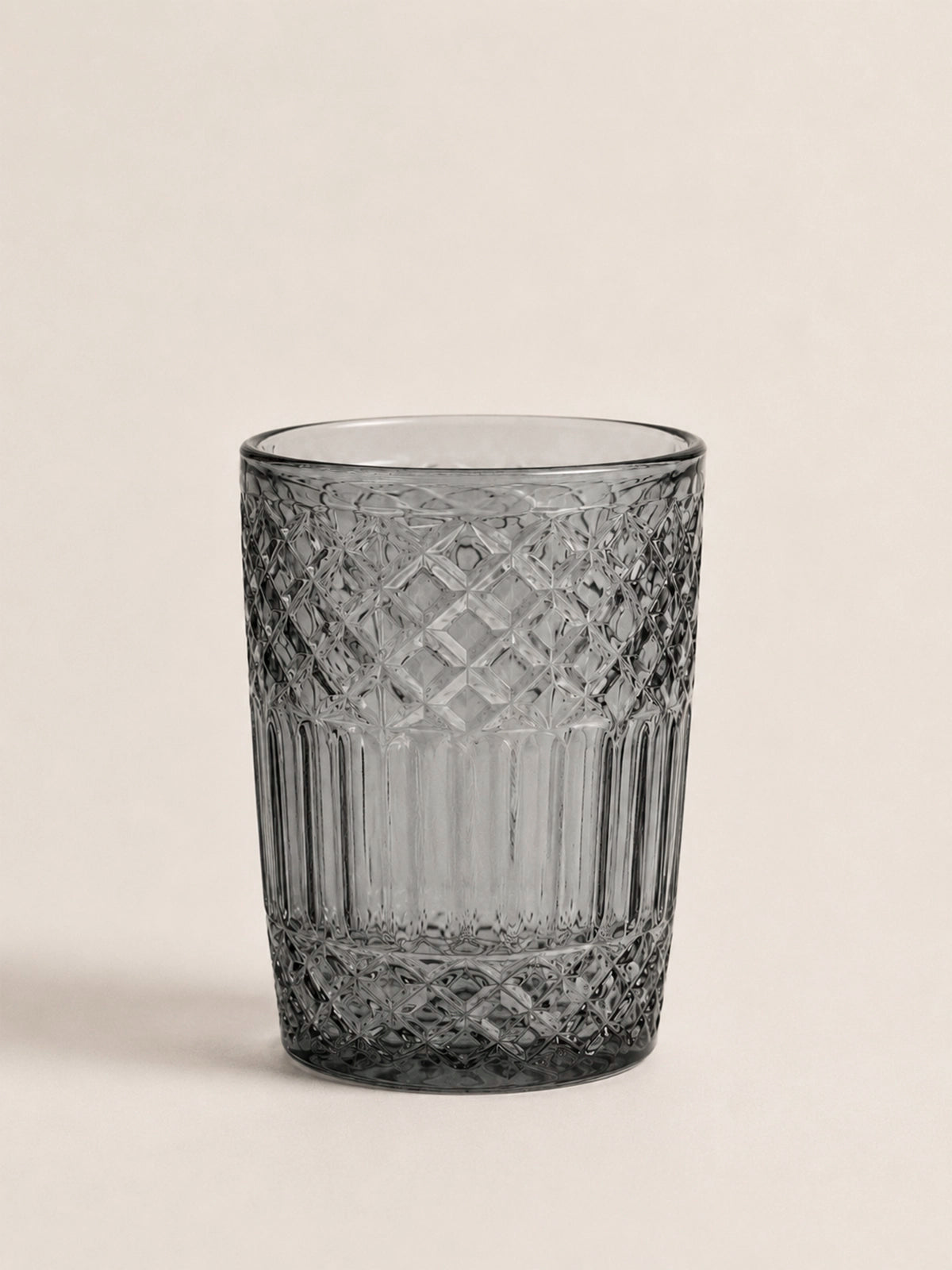 Juego de 6 Vaso Humo Vintage de Cristal con Relieve 8x13cm