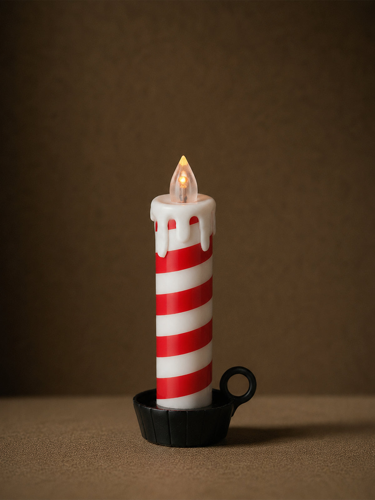 Vela LED Navideña Candy de Rayas Rojas y Blancas – 15 cm
