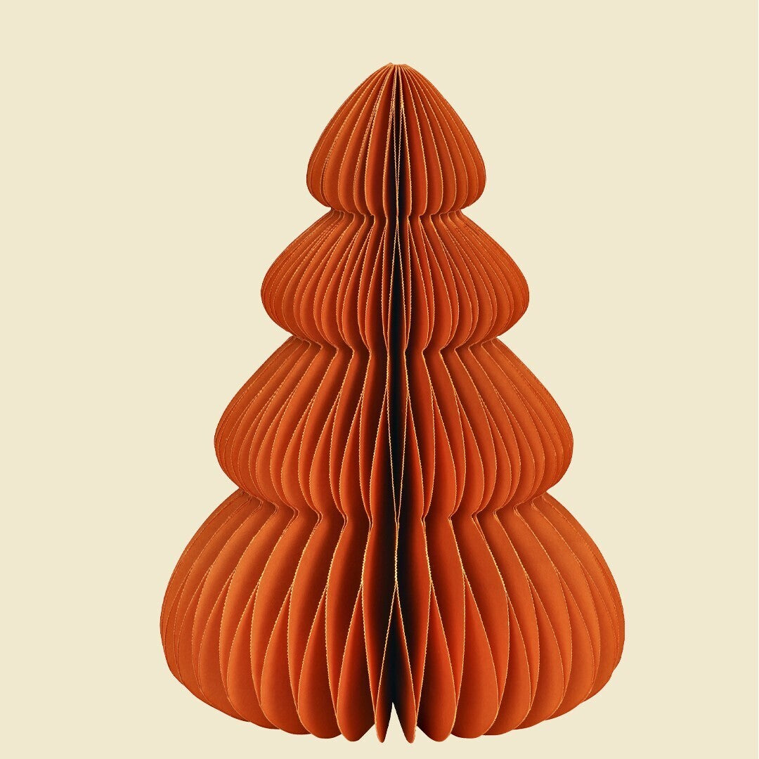 Árbol navidad papel naranja plegable sostenible 20cm