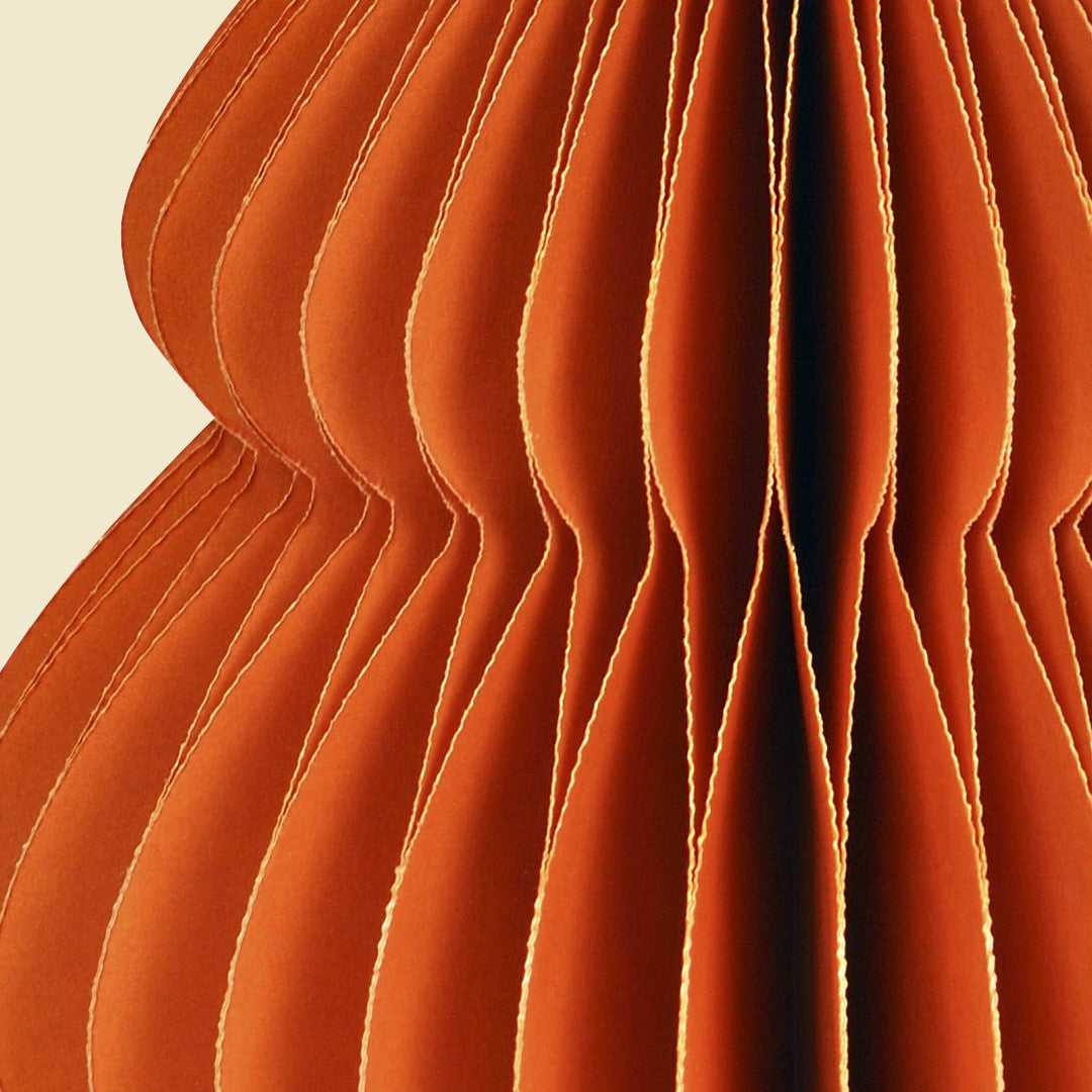 Árbol navidad papel naranja plegable sostenible 15cm