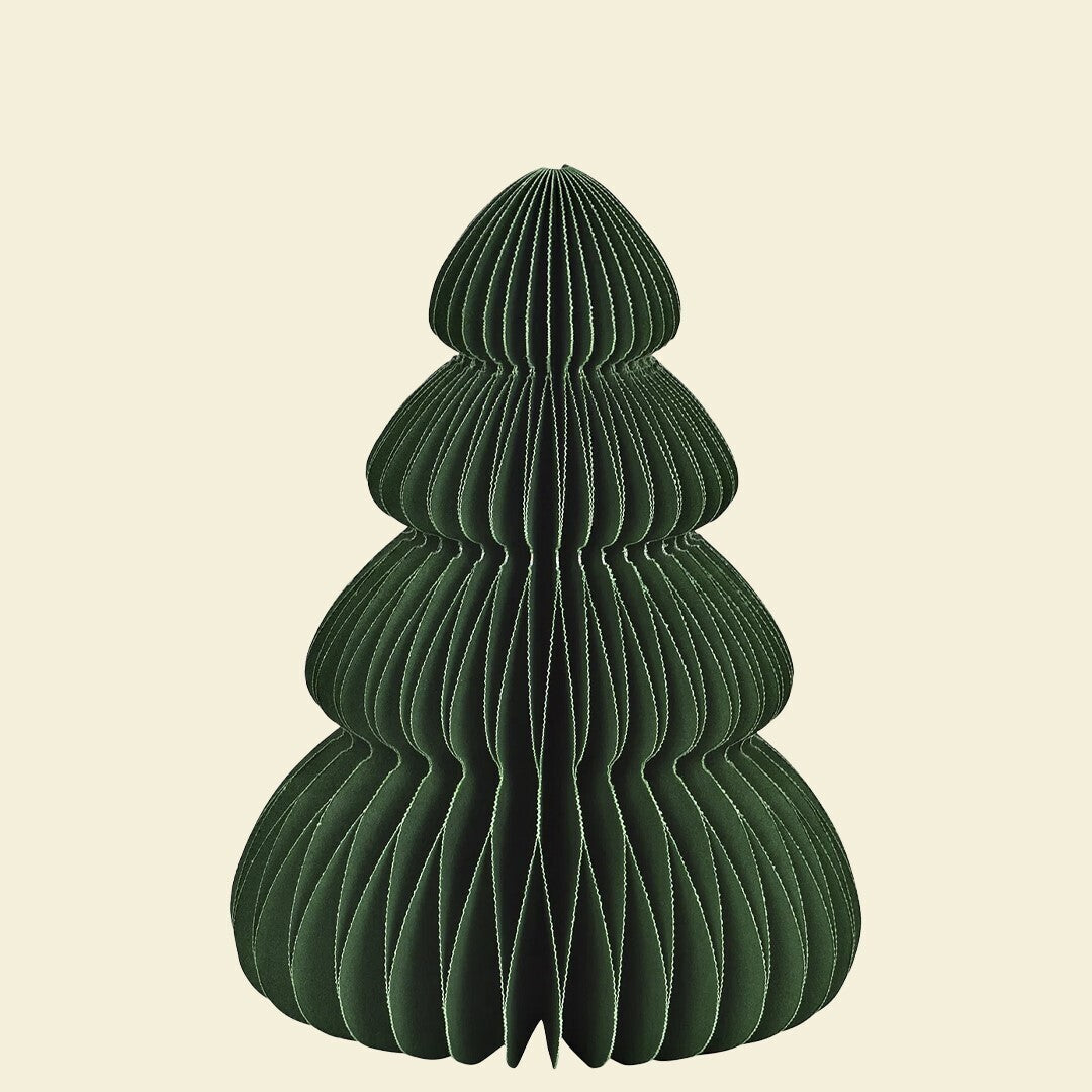 Árbol navidad papel verde plegable sostenible 15cm