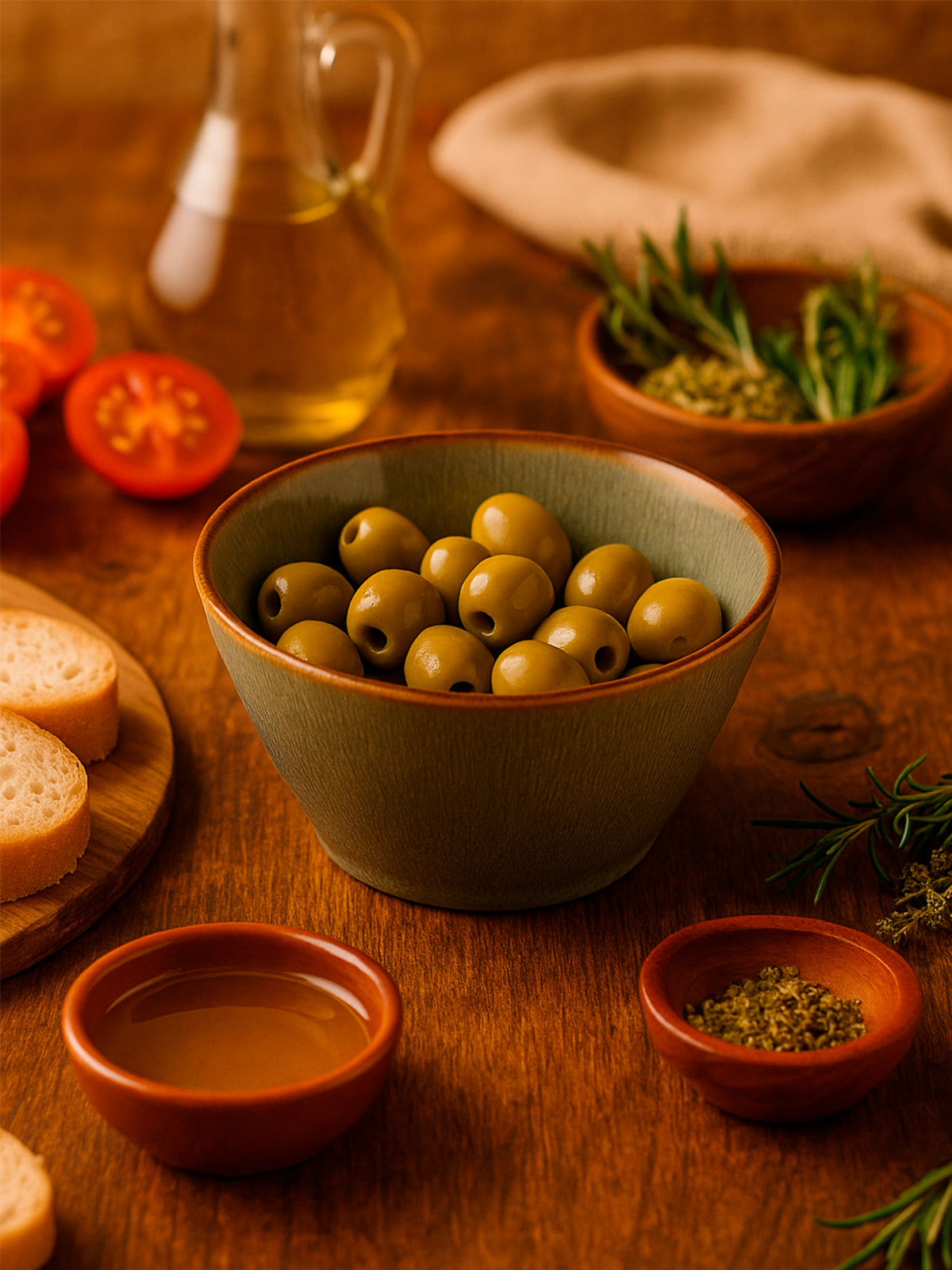 Bol verde jade de cerámica perfecto para aperitivos