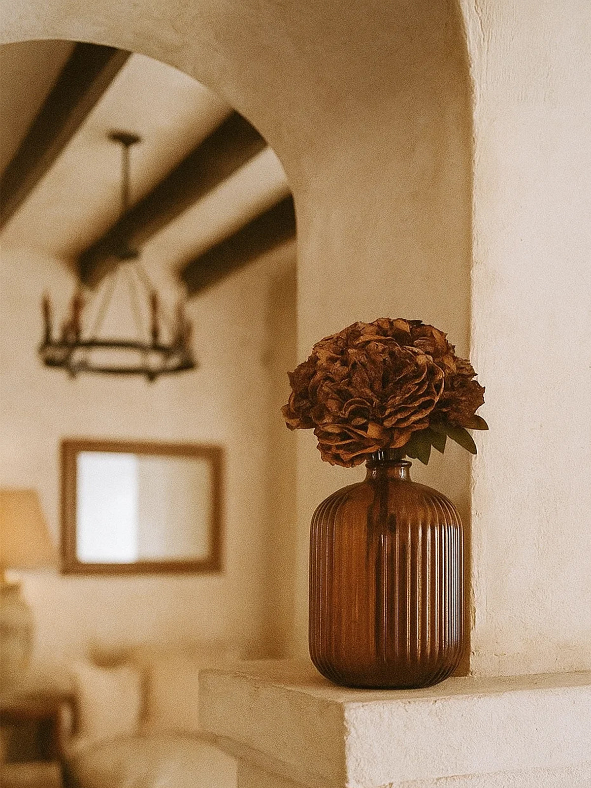 Bouquet de flores artificiales La Provence en color terracotta