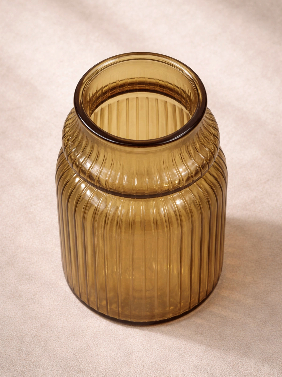 Jarrón Isabella de vidrio reciclado color ámbar 15x25 cm — jarrón decorativo sostenible sin plomo