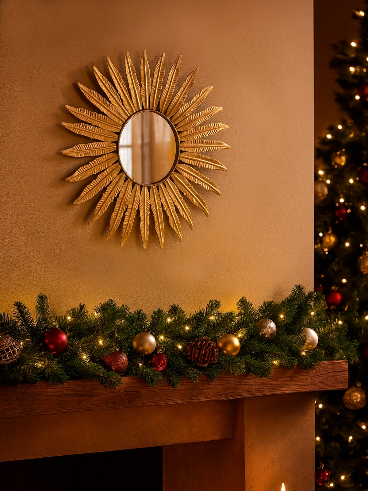 Espejo Sol dorado estilo Exvoto vintage