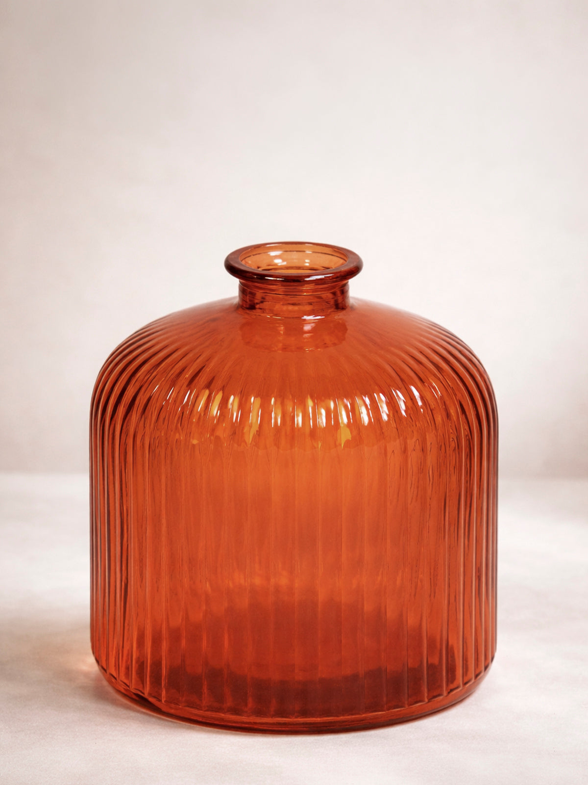 Jarrón Ágata de vidrio reciclado 16x18 cm — jarrón decorativo en tonos tierra, caldero, naranja y ámbar