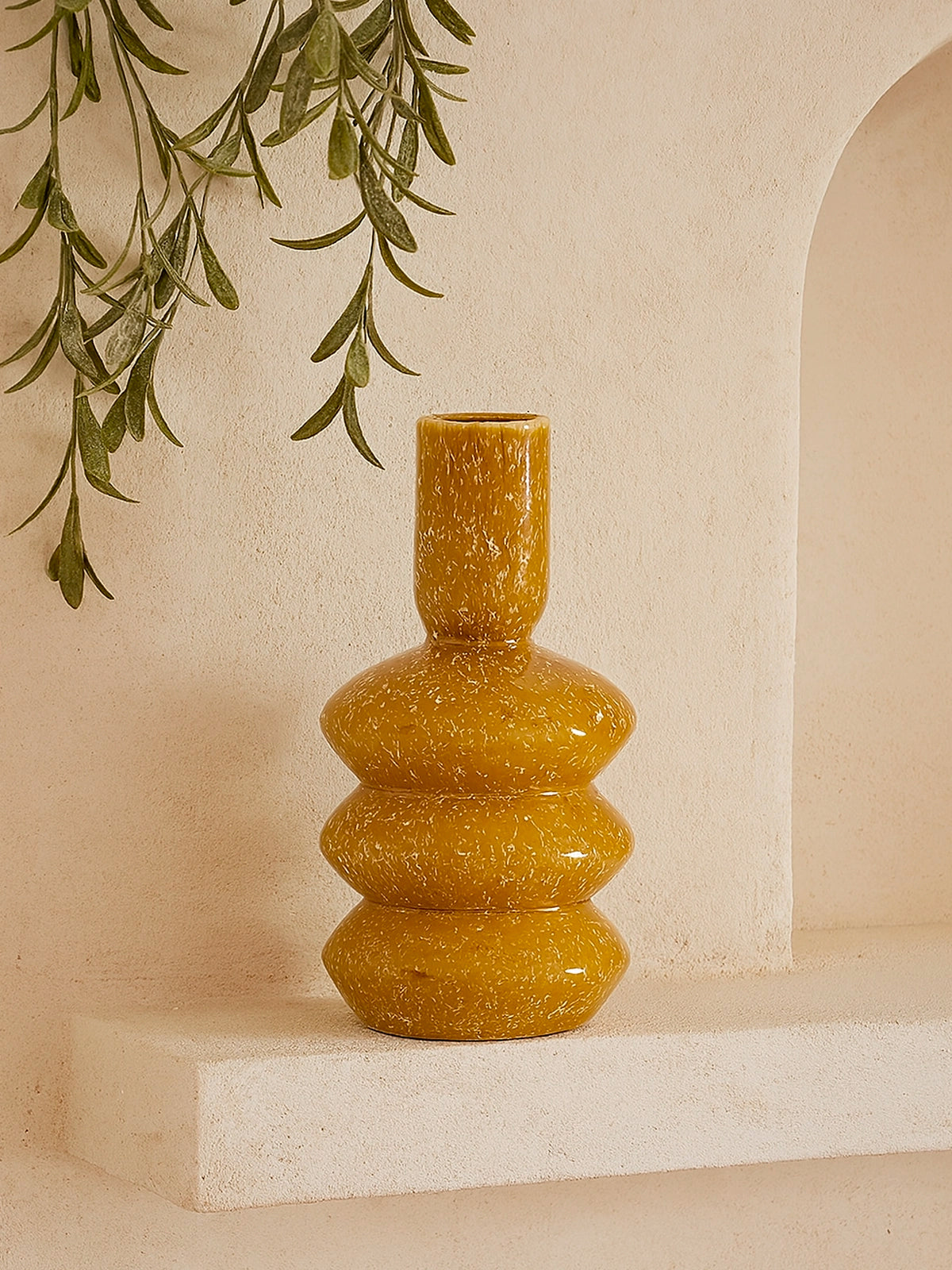Jarrón Dublín de cerámica en color mostaza