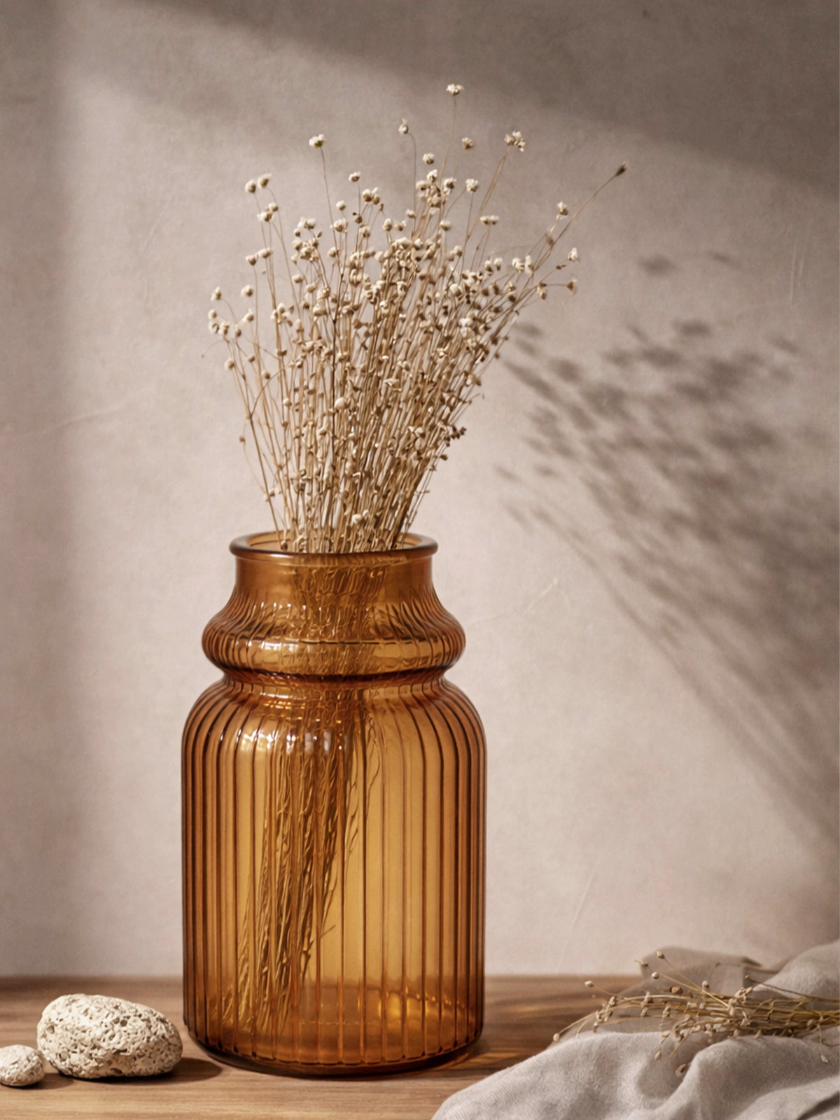 Jarrón Isabella de vidrio reciclado color naranja miel 15x25 cm — jarrón decorativo sostenible sin plomo