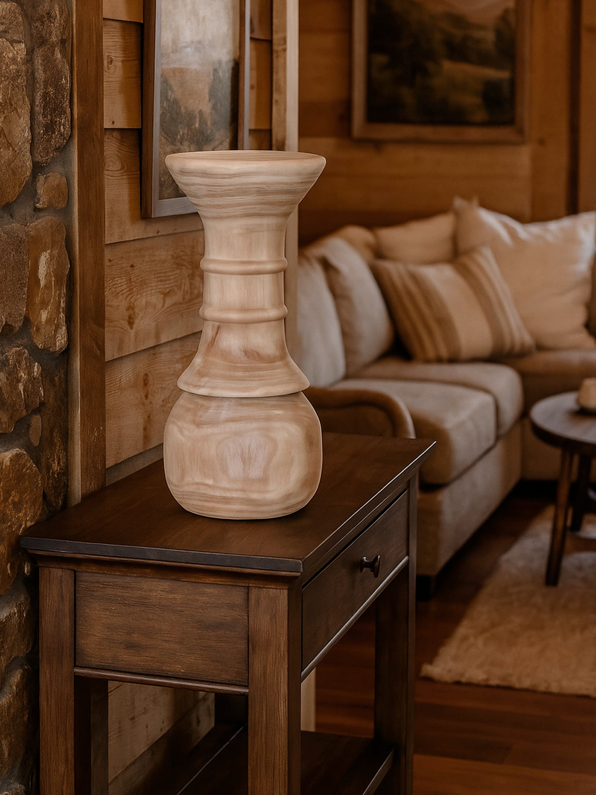 Jarrón aros Kale madera de Paulownia