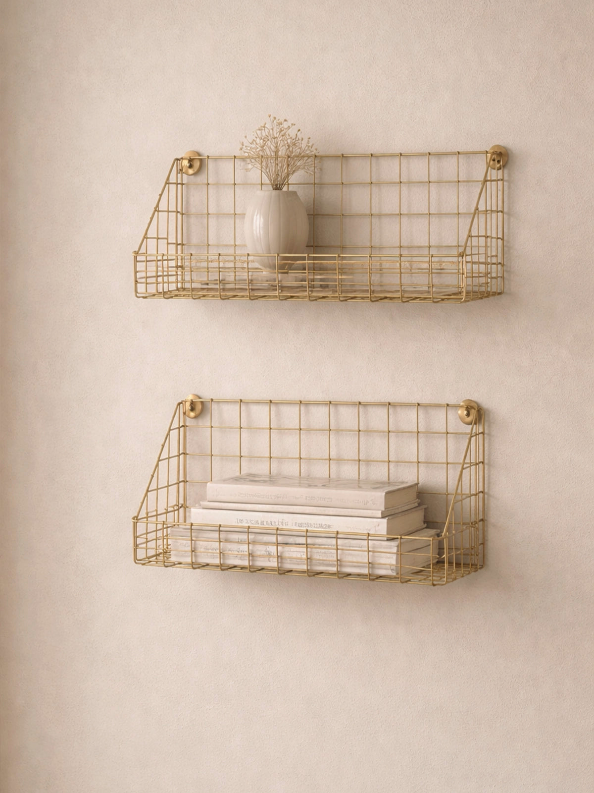 juego de 2 estantes Loft de pared en metal dorado estilo industrial
