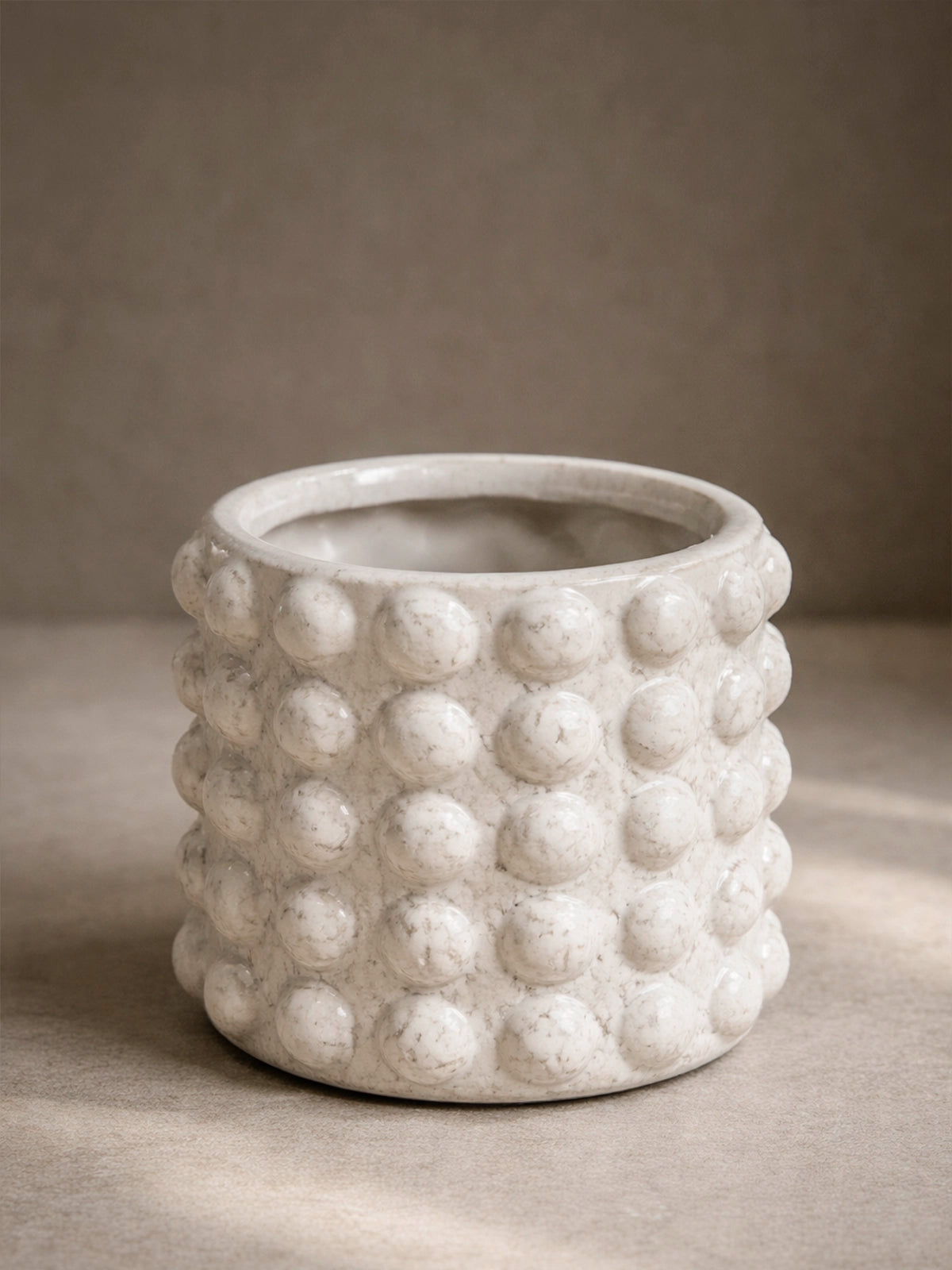 Macetero Tirreno de cerámica decorativo 13x12 cm — maceta artesanal en tonos neutros para plantas